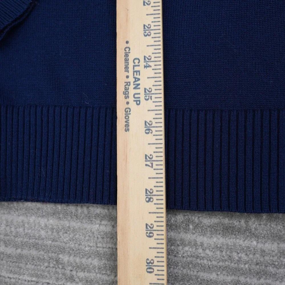 Banana Republic Sweater Mens Quarter Zip Wool Blend Blue Gray Snap Button Tall L